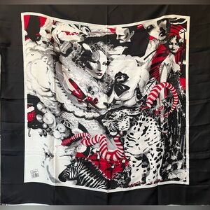 Vintage Vollbracht Print Very Vollbrach Square Silk Scarf Snake jaguar zebra